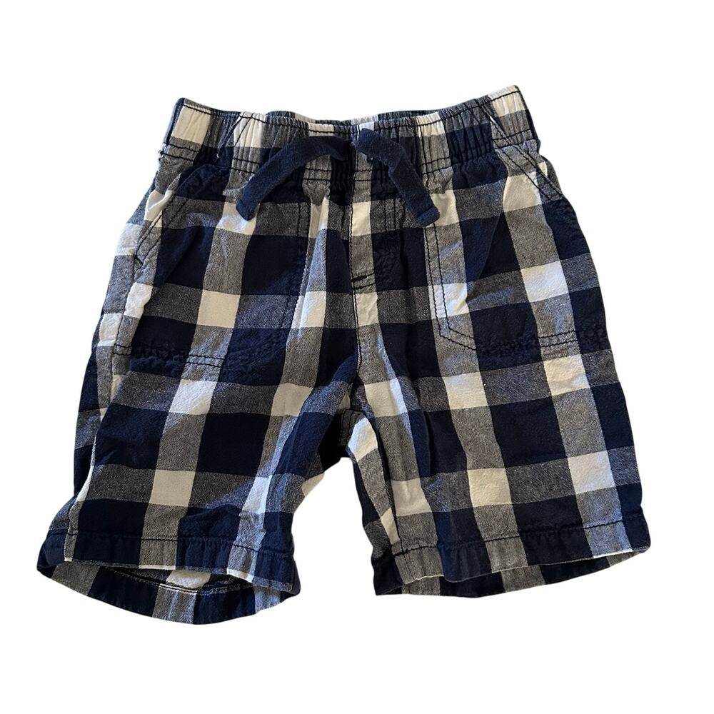Jumping Beans Faux Drawstring Plaid Shorts Boys 4T Navy